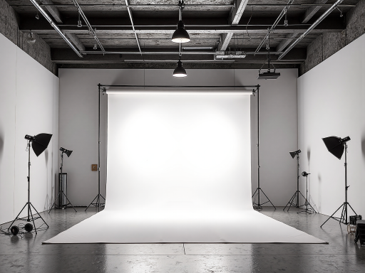 800平方米专业儿童影楼内部环境，现代化摄影设备和温馨装饰，多个拍摄区域，宽敞明亮的空间